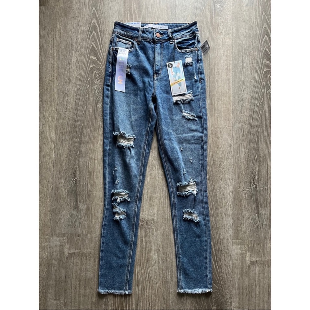 Tinseltown High Rise Blue Distressed Denim Jeans